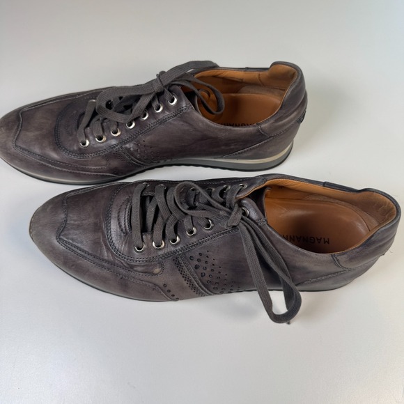 Magnanni Shoes Leather Sneakers Mens Size 9.5 Grey Casual Lace Up Portugal 15745 - Picture 4 of 14